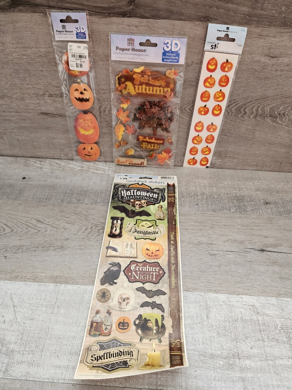 Scrapbooking 3D Stickers Halloween Fall Pumpkin Autumn Leaves RETIRED - NEW #35